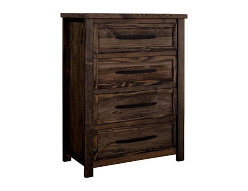 Farmhouse 4-Drawer Bedroom Chest with Custom Metal Drawer Pulls