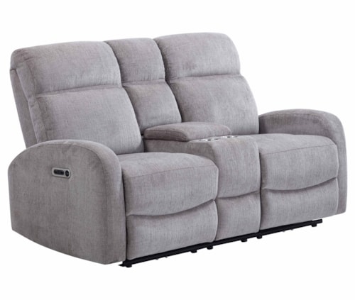 Contemporary Power Reclining Console Loveseat with USB/USB-C Ports