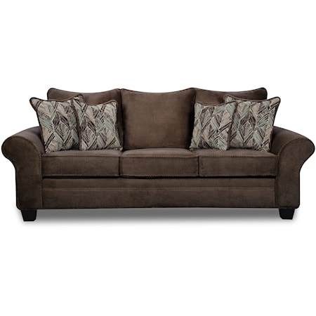 Transitional Sofa with Loose Back Pillows - Chocolate