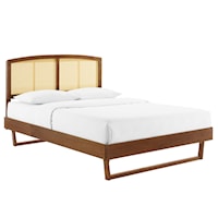 Cane and Full Platform Bed With Angular Legs