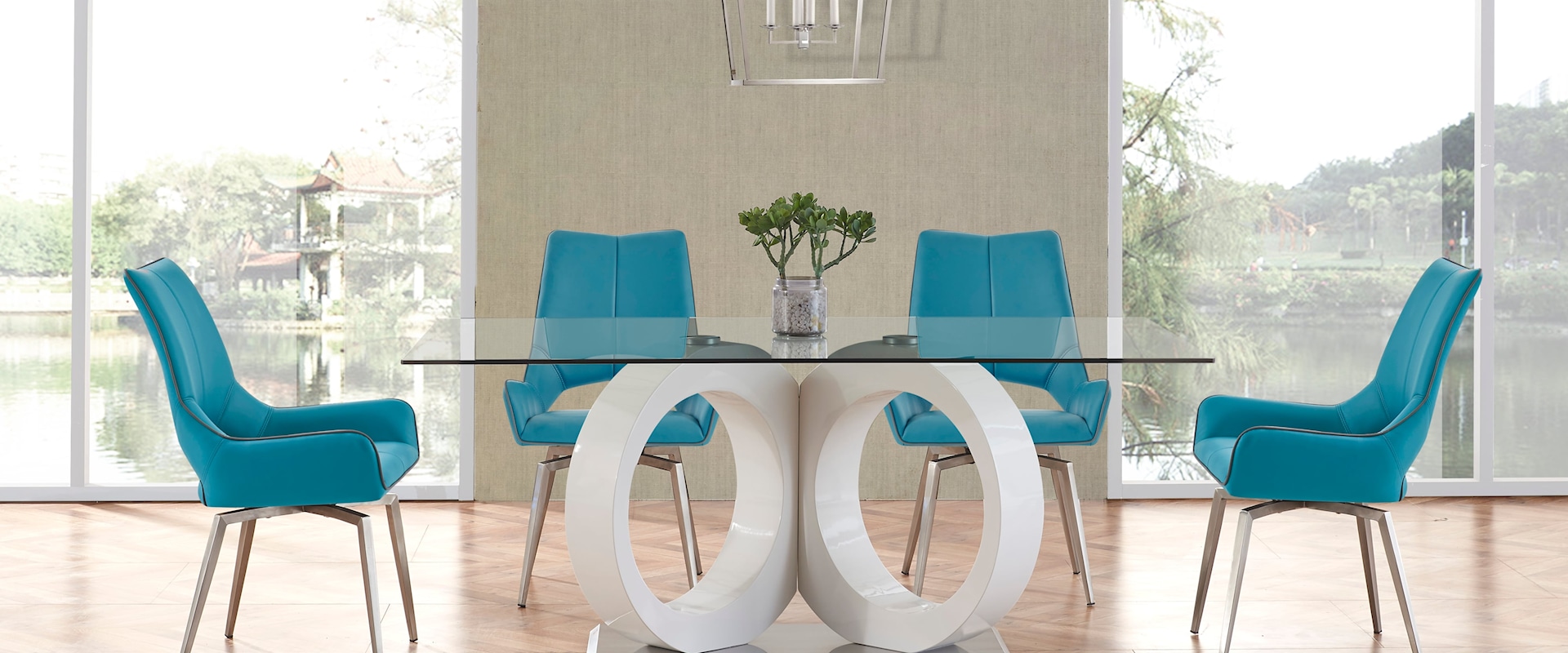 Contemporary Dining Table Set with 4 Dining Chairs