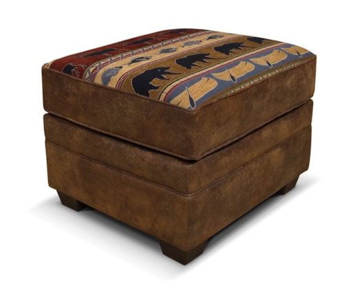 Rustic Ottoman with Pyramid Legs