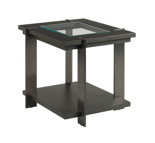 Contemporary Rectangular End Table with Lower Shelf