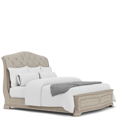 King Sleigh Bed with Upholstered Headboard