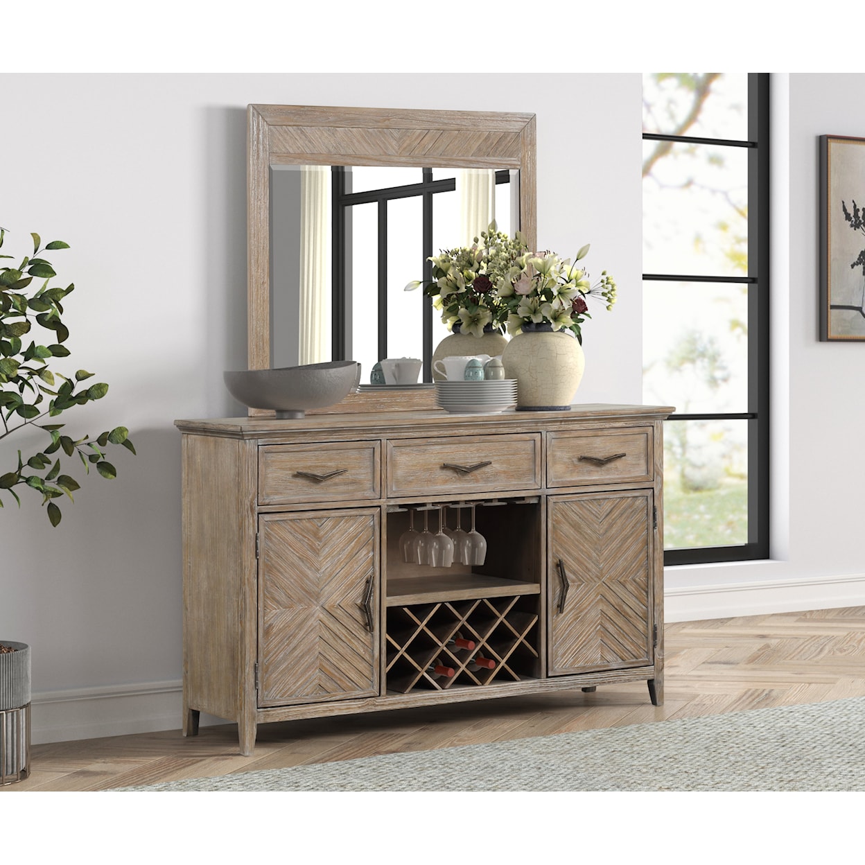 New Classic Furniture Tybee Server with Mirror