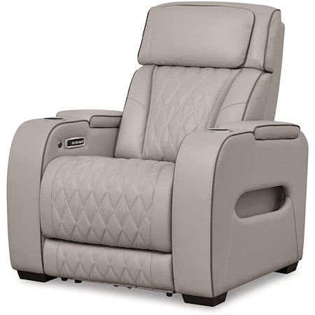 Signature Design by Ashley The Man-Den U8530613 Contemporary Power Recliner  with Adjustable Headrest and Lumbar Support, Arwood's Furniture