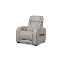 Leather Match Power Recliner with Adj Headrest