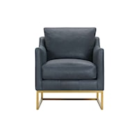 Casual Leather Chair with Gold Finished Metal Base