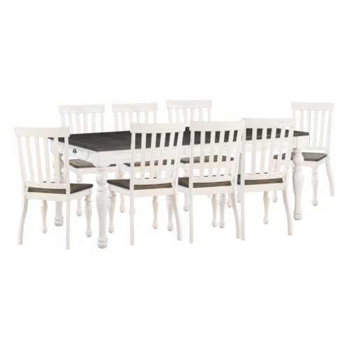 9-Piece Farmhouse Dining Set with Two-Tone Finish