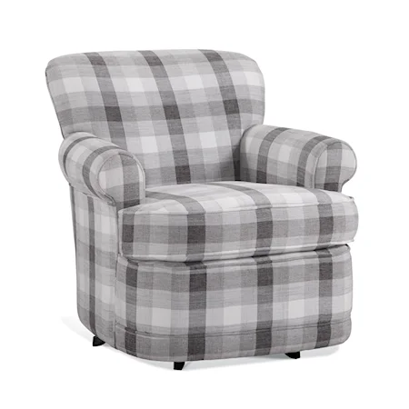 Traditional Upholstered Swivel Chair with Round Accent Arms