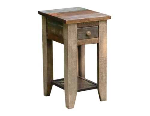 Rustic Chair Side Table with Storage
