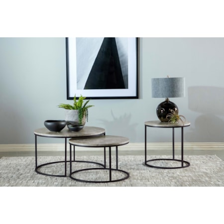 Faux Marble Side End Table