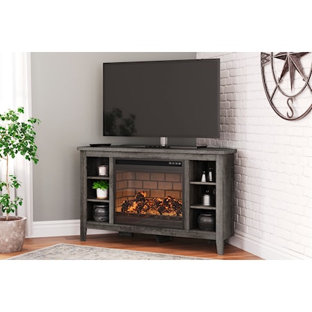 Corner TV Stand w/ Electric Fireplace