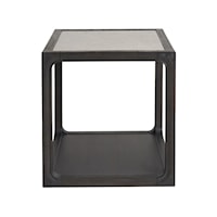 Contemporary Living Room End Table with Stone Insert Top