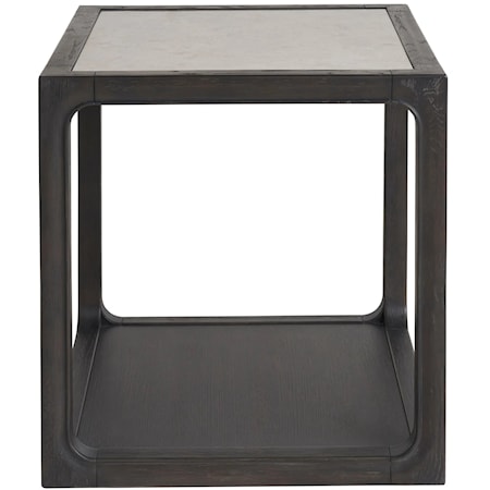 Contemporary Living Room End Table with Stone Insert Top