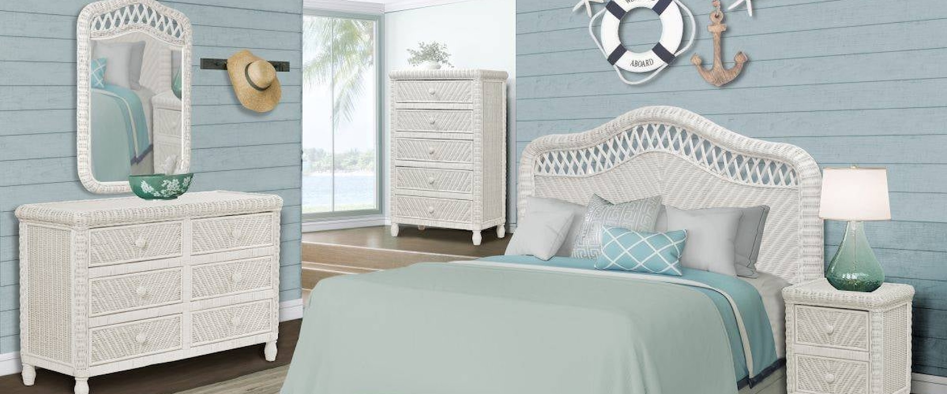 5-Piece Santa Cruz Wicker Bedroom Set - Queen Headboard