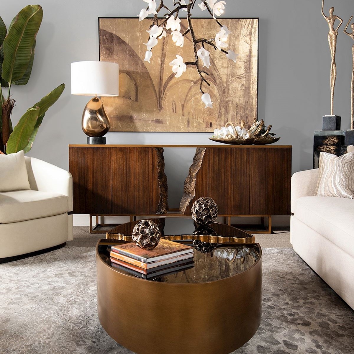 Ultramodern Split Cocktail Table w/Glass Top