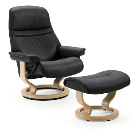 Large Chair & Ottoman with Classic Base