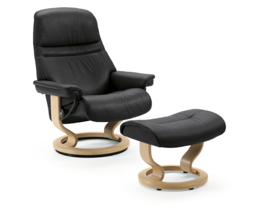 Large Reclining Chair & Ottoman with Classic Base