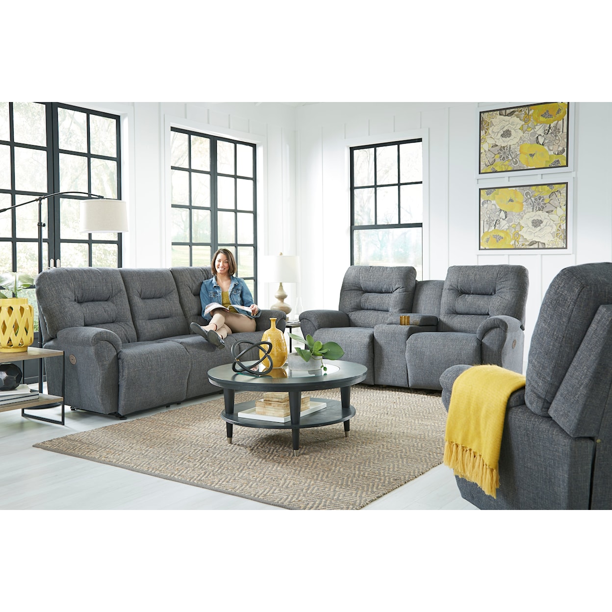 Best Home Furnishings Unity Power Space Saver Console Loveseat Chaise