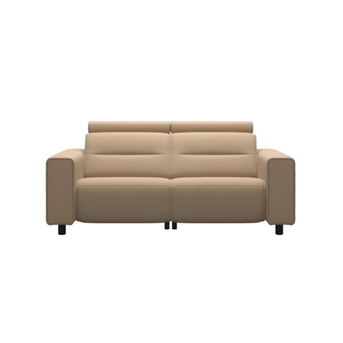 Contemporary Power Reclining Loveseat with Power Headrests and Wide Arms