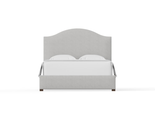 Transitional King Upholstered Bed with Arched Headboard