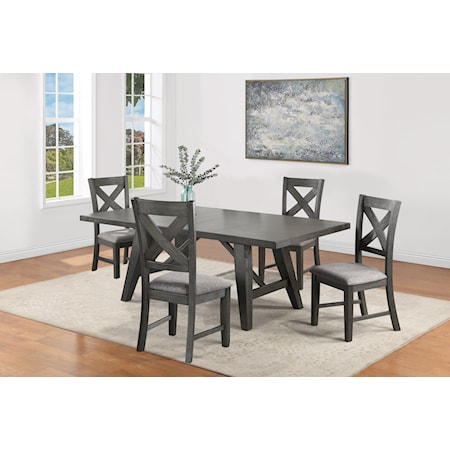 5-Piece Dining Set with Upholstered Dining Side Chairs