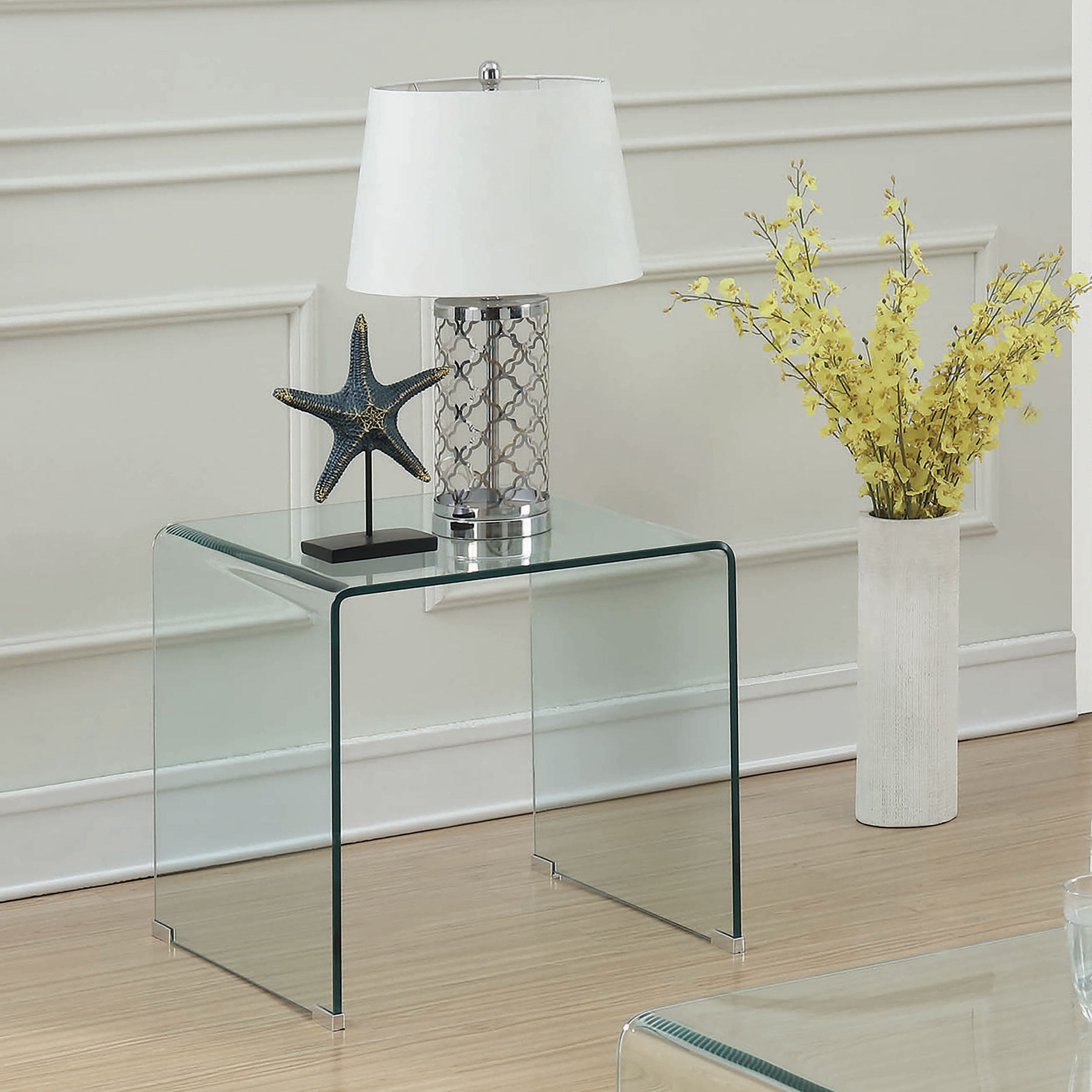 Coaster Ripley Squared Tempered Bent Glass Side End Table