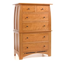 Transitional 6-Drawer Chest on Chest in Autumn Wheat Finish