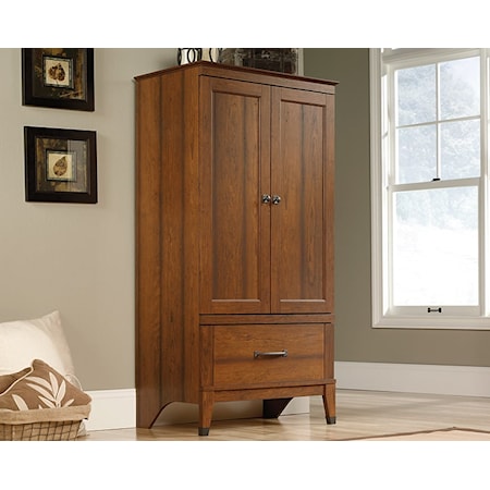 Rustic Bedroom Armoire  with Storage Drawer- Washington Cherry
