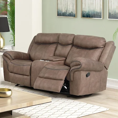 Casual Glider Reclining Loveseat with Console