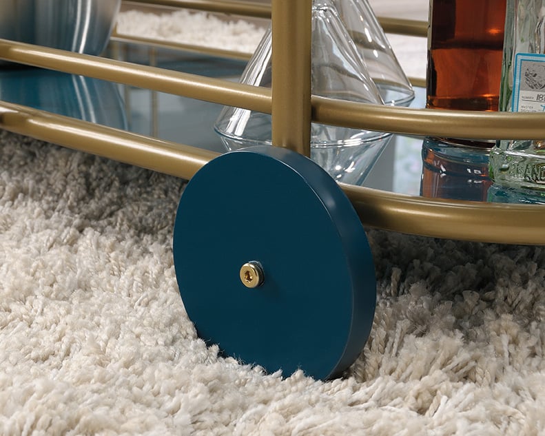 Sauder Coral Cape Bar Cart with Tempered Glass