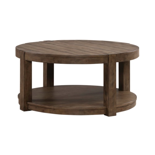 Transitional Round Cocktail Table with Hidden Casters