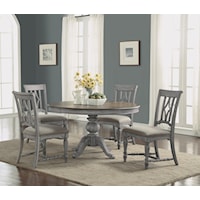 Relaxed Vintage 5 PC Dining Set with Pedestal Table