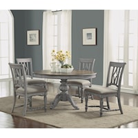 Relaxed Vintage Table and Chair Set with Pedestal Table