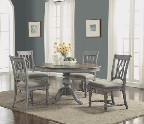 Relaxed Vintage Table and Chair Set with Pedestal Table
