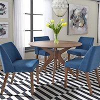 Mid-Century Modern 5-Piece Rectangular Dining Table Set with Upholstered Chairs