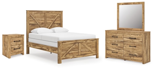 Queen Crossbuck Panel Bed, Dresser, Mirror And Nightstand