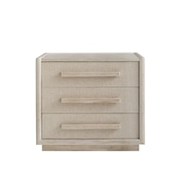 Contemporary Nightstand 3-Drawer Nightstand with Woven Fabric Accents