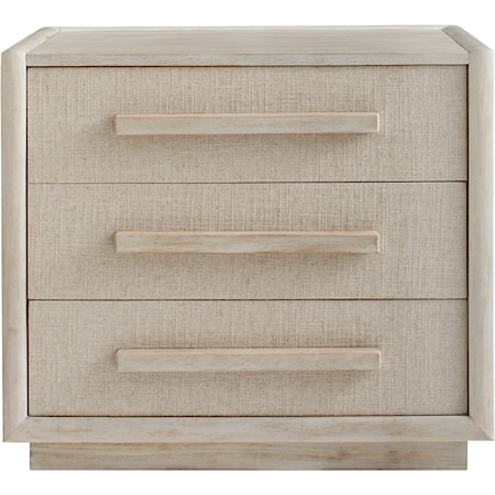 Contemporary Nightstand 3-Drawer Nightstand with Woven Fabric Accents