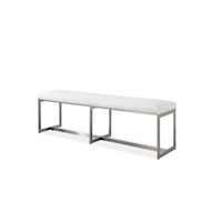 Upholstered Dining Bench in Pearl and Brushed Stainless Steel