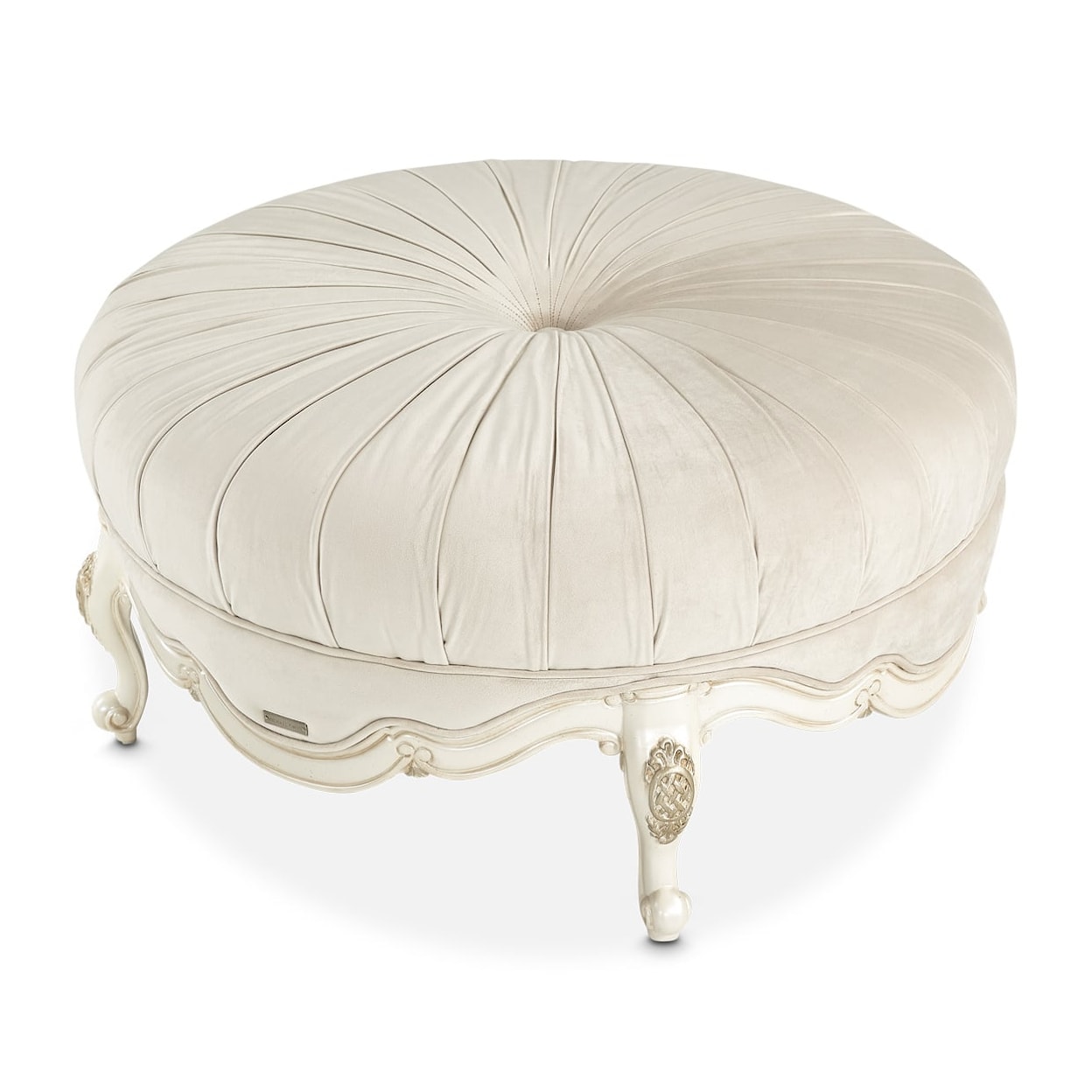 Michael Amini Lavelle Classic Pearl Upholstered Round Ottoman