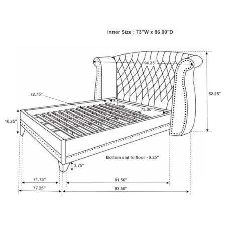 Barzini Cal King Wingback Bed