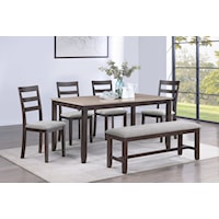 Branson 5-Piece Transitional Dining Set with Side Chairs and Bench