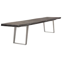 Solid Acacia Wood Accent Bench in Espresso Finish w/ Silver Metal Inlay & Base