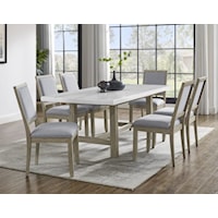 Carena White Marble Top Table 7-Piece Dining Set
