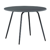 Outdoor Dining Table with Steel Base and Gray Tempered Glass Top