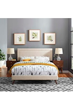 Modway Virginia Queen Fabric Platform Bed with Squared Tapered Legs