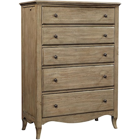 Traditional 5-Drawer Bedroom Chest with Pullout Valet Rods