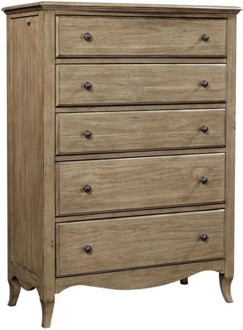 Traditional 5-Drawer Bedroom Chest with Pullout Valet Rods